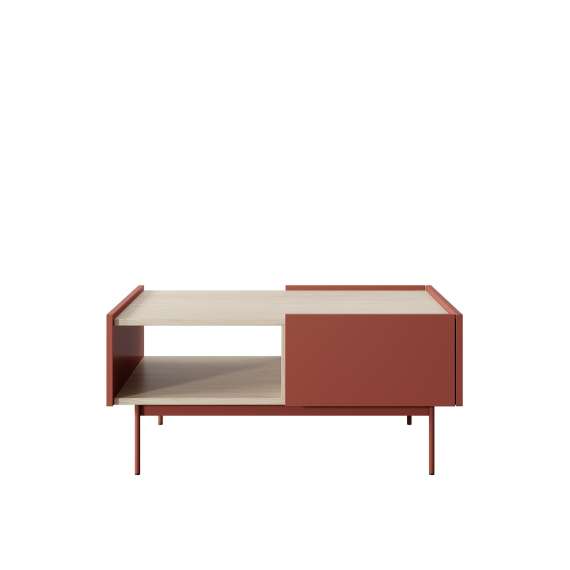 Stuebord Colo 97x65 - rustikk rød og eik - 2 skuffer