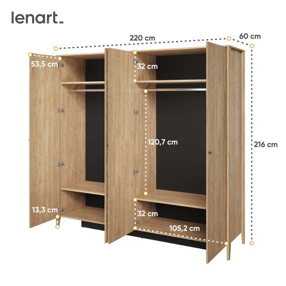 Garderobeskap Cozy 220x216 - eik - speil