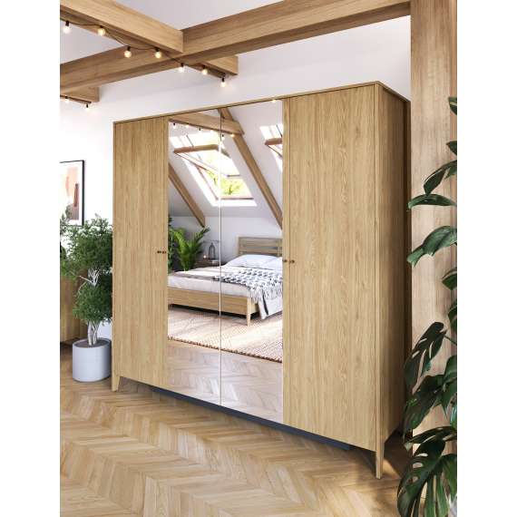 Garderobeskap Cozy 220x216 - eik - speil