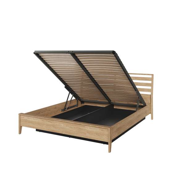 Seng Cozy 160x200 - eik - med oppbevaringsplass