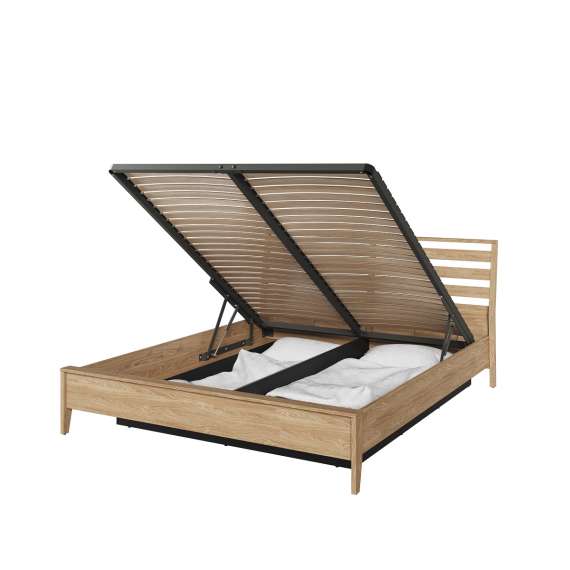 Seng Cozy 160x200 - eik - med oppbevaringsplass