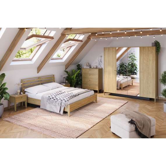 Seng Cozy 160x200 - eik - med oppbevaringsplass