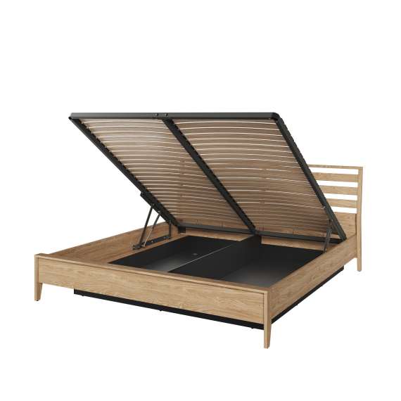 Seng Cozy 180x200 - eik - med oppbevaringsplass