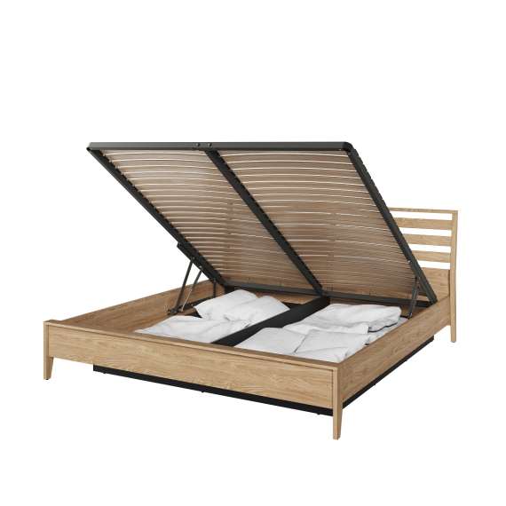 Seng Cozy 180x200 - eik - med oppbevaringsplass