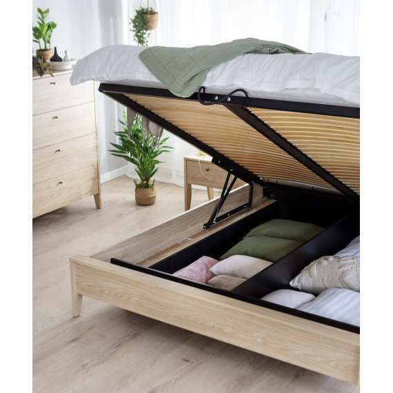 Seng Cozy 180x200 - eik - med oppbevaringsplass
