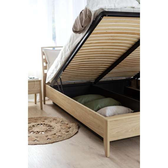 Seng Cozy 180x200 - eik - med oppbevaringsplass