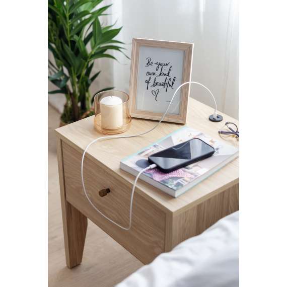 Nattbord Cozy 45x46 - eik - USB port integrert