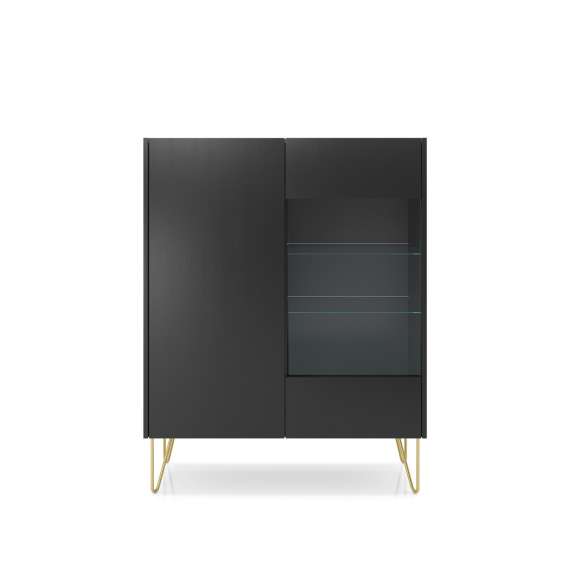 Vitrine Harmon 97x123 cm - Svart - Marmorlook