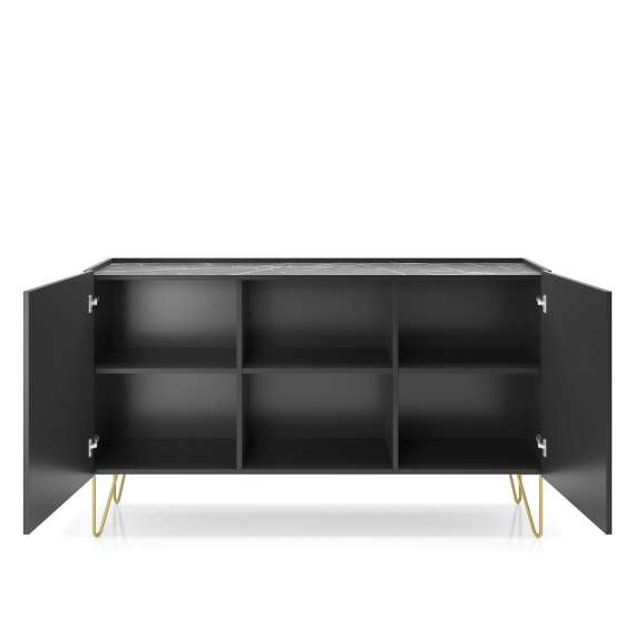 Skjenk Harmon 144x83 cm - Svart - Marmorlook