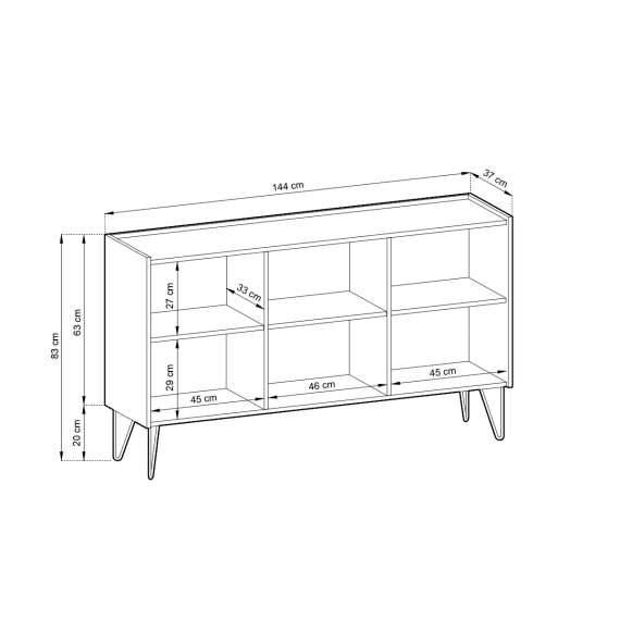 Skjenk Harmon 144x83 cm - Svart - Marmorlook