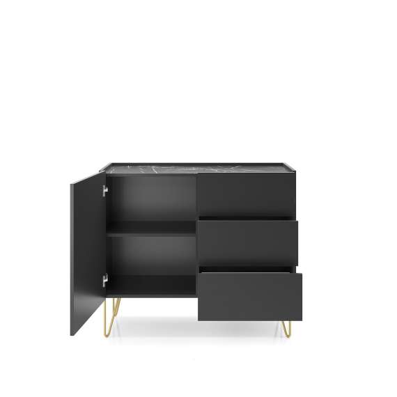 Skjenk Harmon 97x83 cm - Svart - Marmorlook