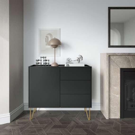 Skjenk Harmon 97x83 cm - Svart - Marmorlook