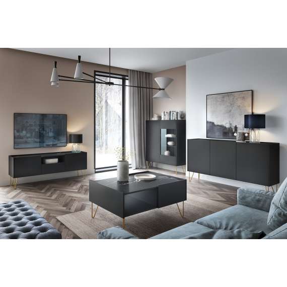 Skjenk Harmon 97x83 cm - Svart - Marmorlook