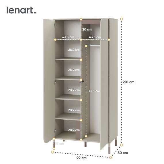 Garderobeskap Harmony 92x201 - cashmere matt