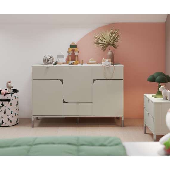 Kommode Harmony 130x87 - cashmere matt - 3 dører og 3 skuffer