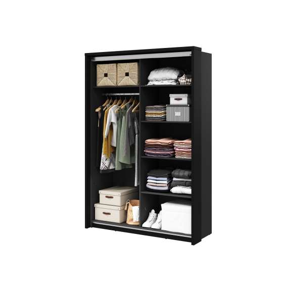 Garderobeskap Arti 160x218 - sort - eik - speil