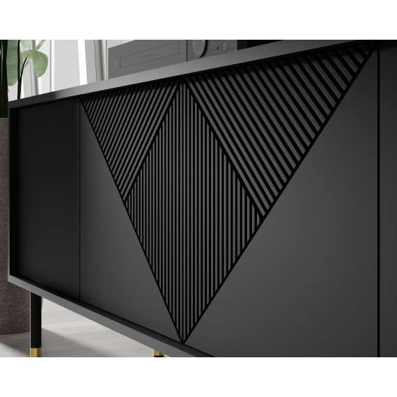 Tv-benk Woody 180 - svart matt - 4 dører