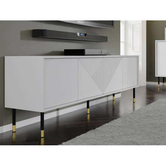 Tv-benk Woody 180 - hvit matt - 4 dører