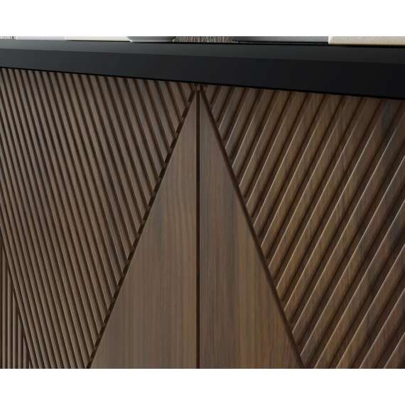 Tv-benk Woody 180 - svart matt - eik catania - 4 dører