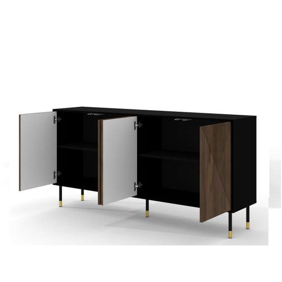 Skjenk  Woody 180 - svart matt - eik catania - 4 dører