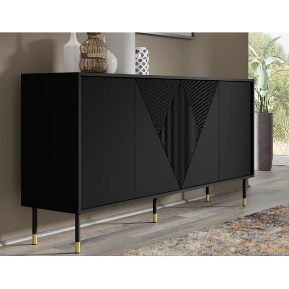 Skjenk  Woody 180 - svart matt - 4 dører