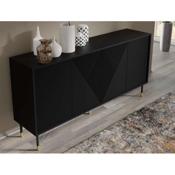 Skjenk  Woody 180 - svart matt - 4 dører