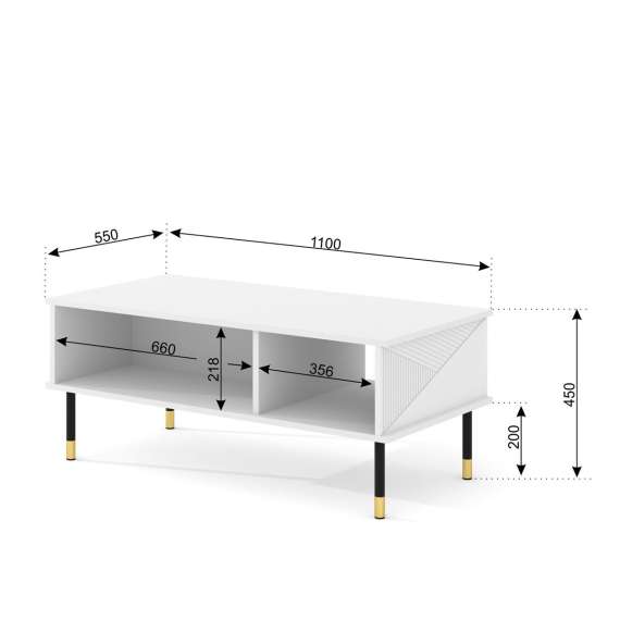 Sofabord 110x55  Woody - hvit matt