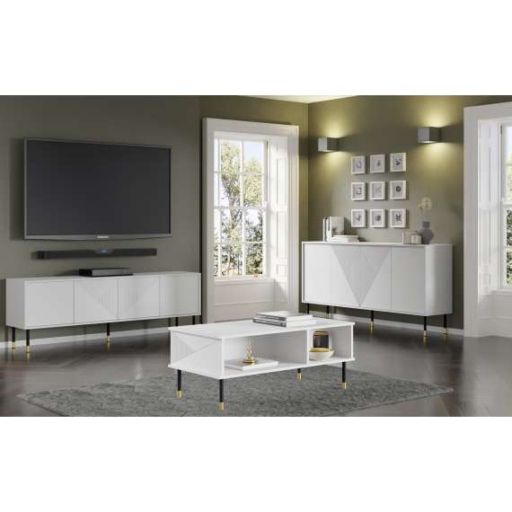 Sofabord 110x55  Woody - hvit matt