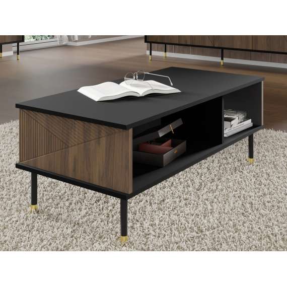 Sofabord  Woody 110x55 - svart matt - eik catania