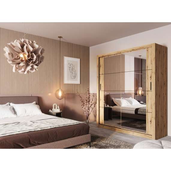 Garderobeskap Arti 180x215 - eik - speil