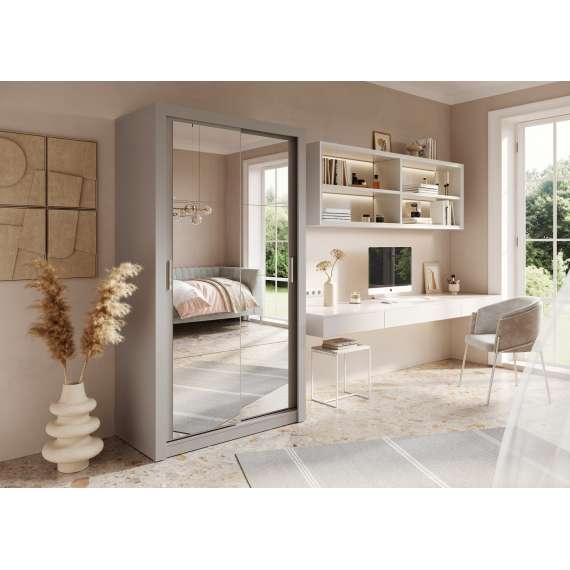 Garderobeskap Arti 120x215 - grå matt - speil