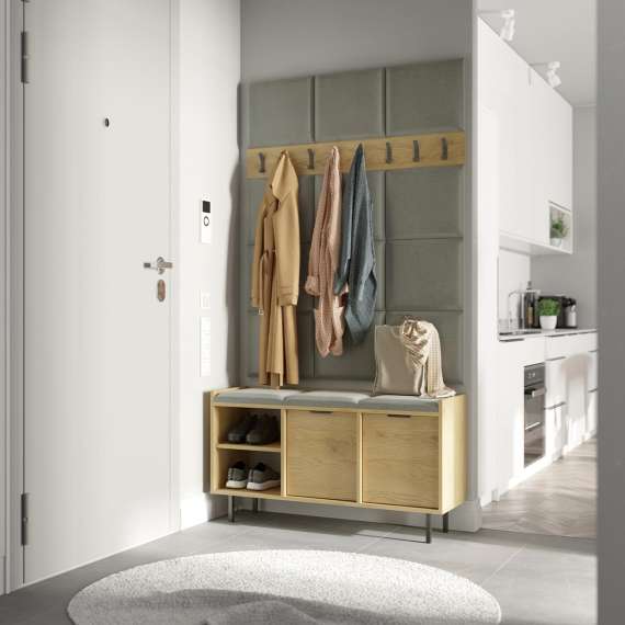 Skobenk Sigi 120-150x62 cm - Benk med sittepute