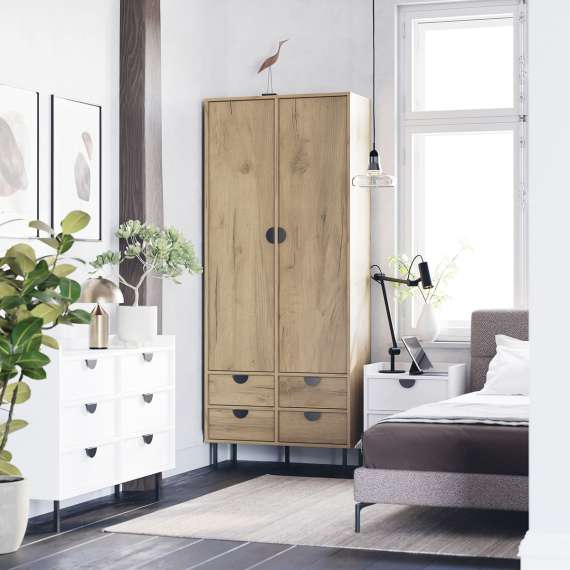 Garderobe Sigi 100-120x217 cm - 4 skuffer - med hyller