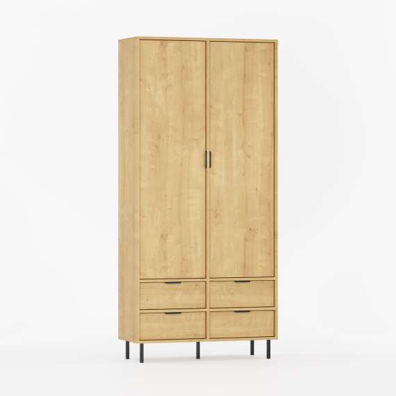 Garderobe Sigi 100-120x217 cm - 4 skuffer - med hyller