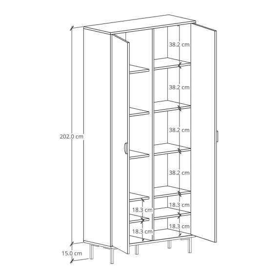 Garderobe Sigi 100-120x217 cm - 2 dører - med hyller