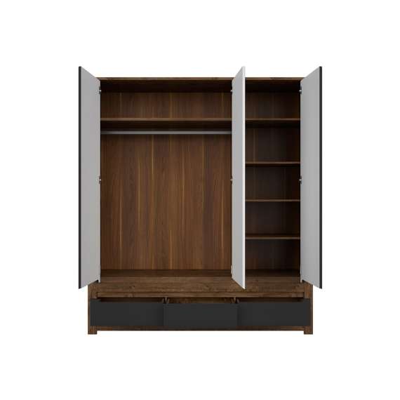 Garderobeskap Ruso II 179x204 - speil - 2 dører - 3 skuffer