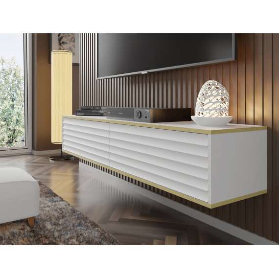 Hengende tv-benk Wabi 180 - hvit  matt