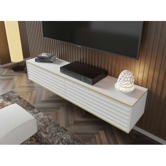 Hengende tv-benk Wabi 180 - hvit  matt
