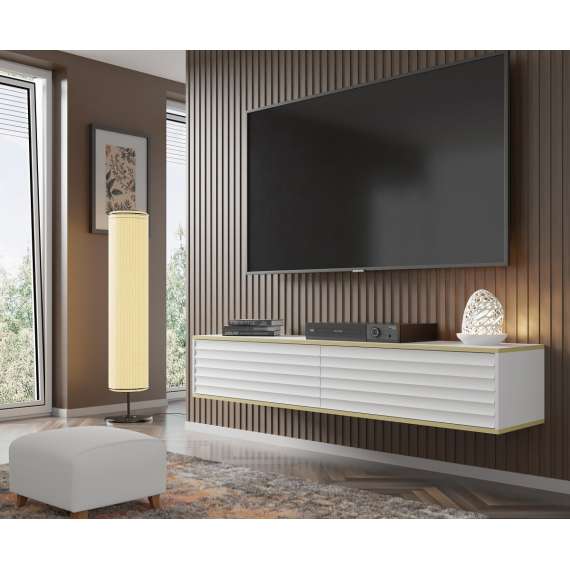 Hengende tv-benk Wabi 180 - hvit  matt