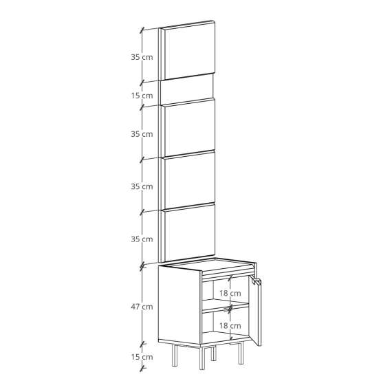 Entregarderobe Sigi 45-70 cm - Benk med sittepute - Velg bredde selv