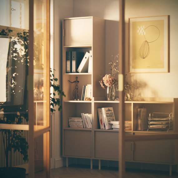 Reol Sigi 40-75x217 cm - med skap og hyller - flere farger