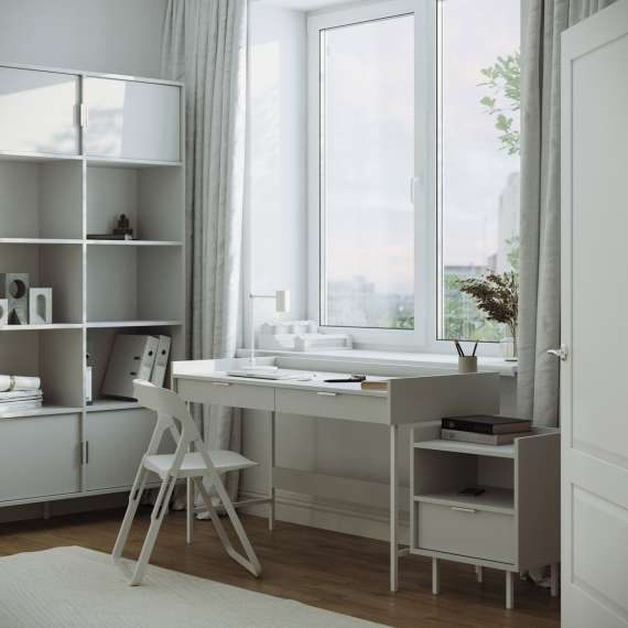 Reol Sigi 80-140x217 cm - med skap og hyller - flere farger