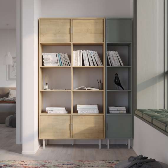 Reol Sigi 80-140x217 cm - med skap og hyller - flere farger