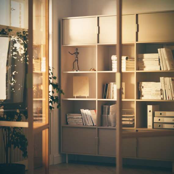 Reol Sigi 150-180x217 cm - med skap og hyller - flere farger