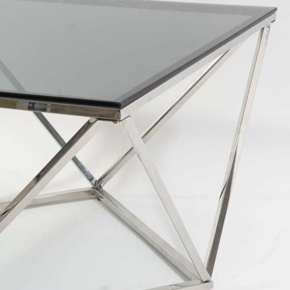 Sofabord Silver 80x80 - glassplate