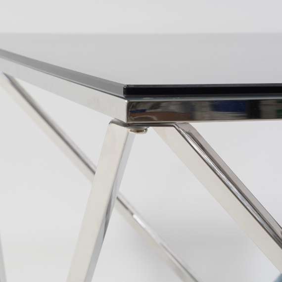 Sofabord Silver 50x50 - avlastningsbord - glassplate - krom
