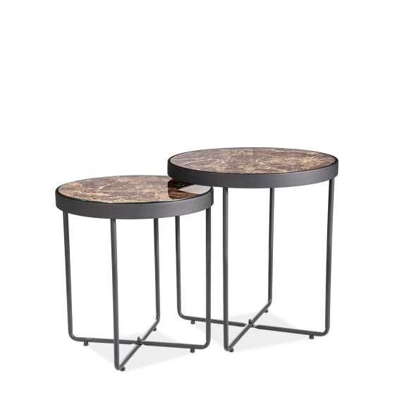 Sofabord Marmoro - bordsett 2 stk avlastningsbord