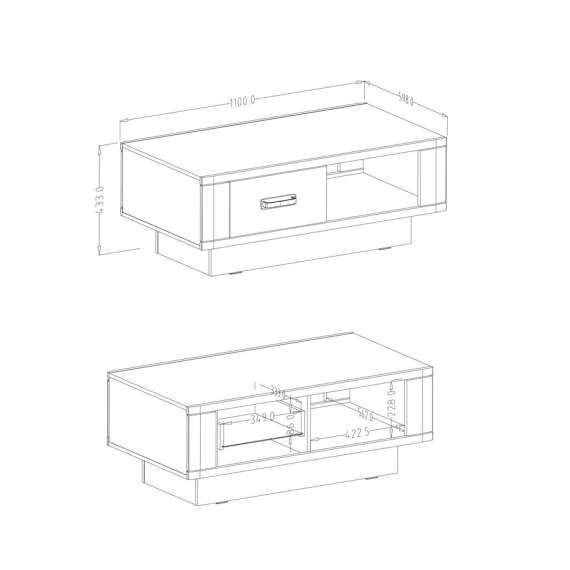 Sofabord Amur 110x60 cm - bord med oppbevaringsplass