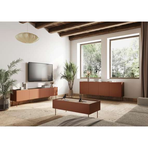 Konsollbord Desin 100x40 - rustikk rød og eik - 2 skuffer - veggmontert