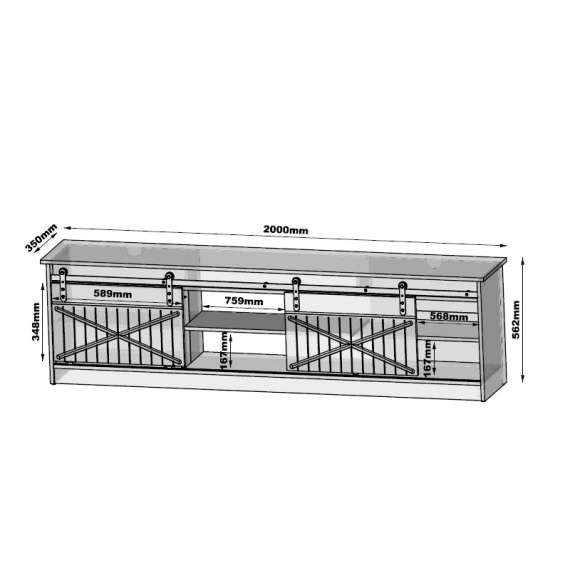 Tv-benk Granero 200x57 cm - med skyvedør